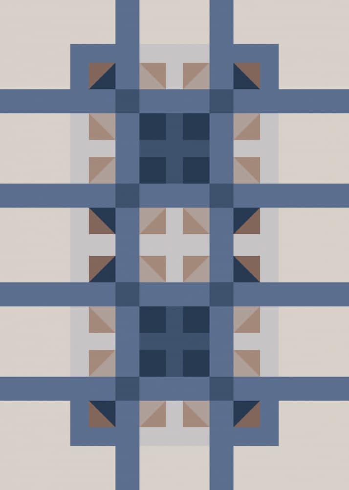Geometric Blue Symmetry by Paperago — canvas wall art
