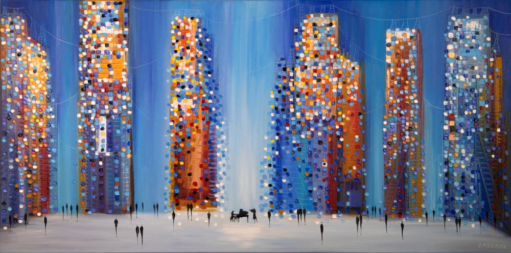 Vibrant City Night by Ekaterina Ermilkina — canvas wall art