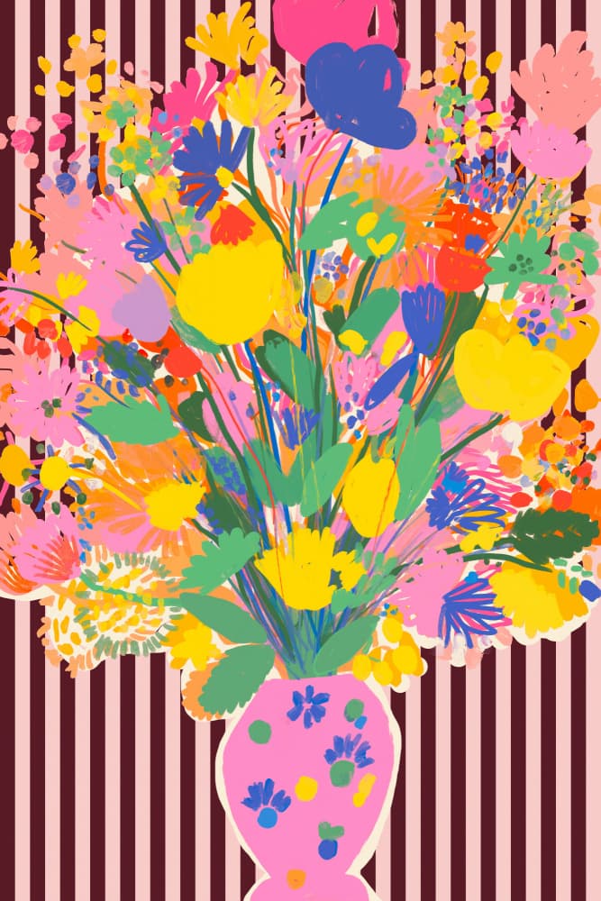 Colorful Flower Bouquet by Treechild — canvas wall art