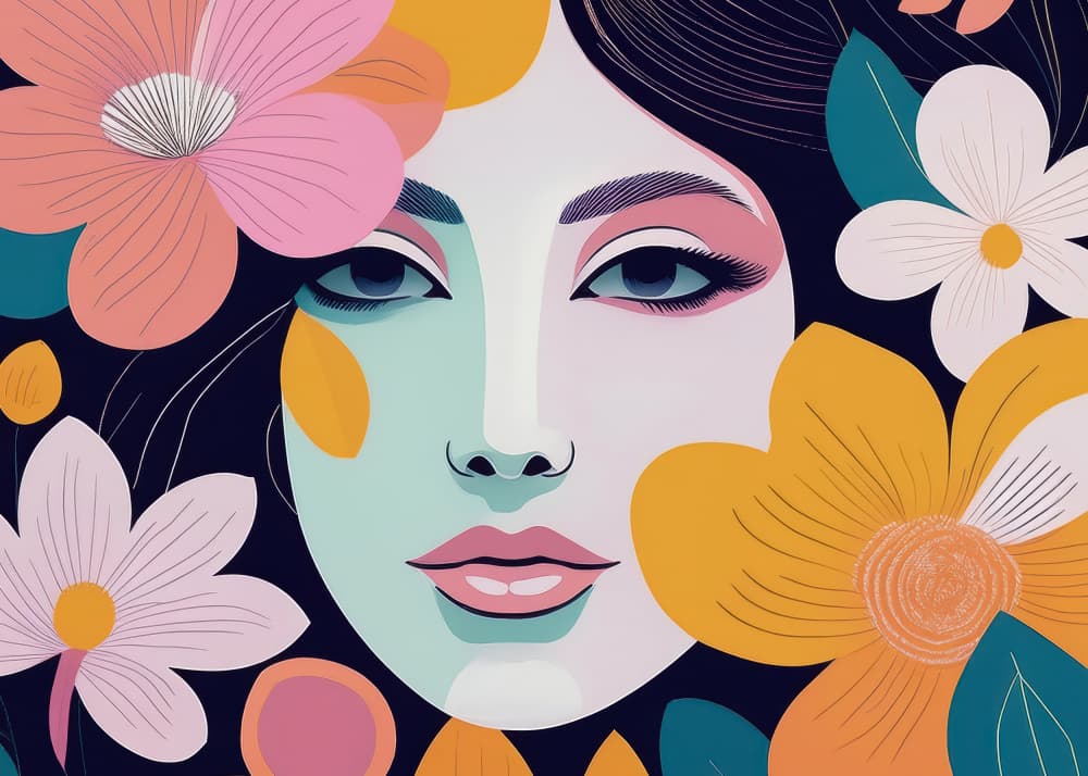 Blooming Woman Portrait by casa cartissi — canvas wall art