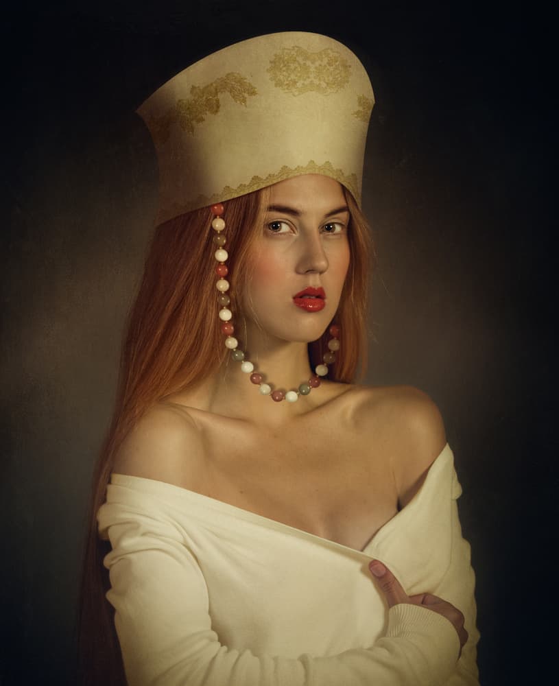 Redhead Ornate Hat by Svetlana Melik-Nubarova — canvas wall art