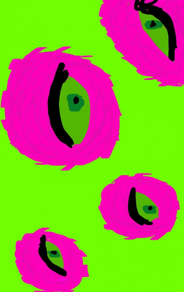 Fuzzy Pink Eyes by Olea Huuska — canvas wall art