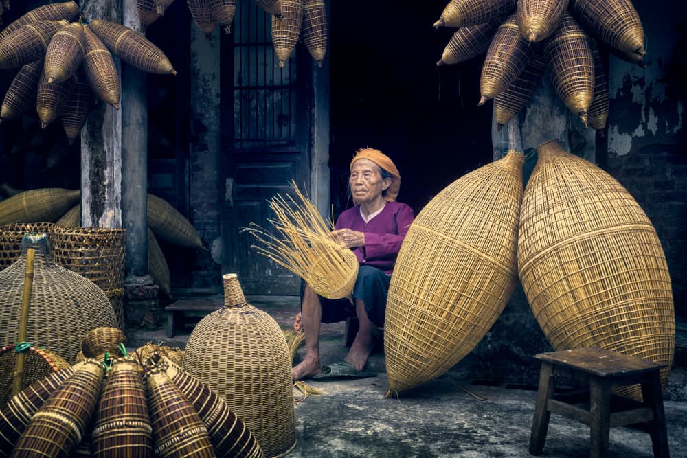 Traditional Basket Weaver by Ricardo Gayan — canvas wall art