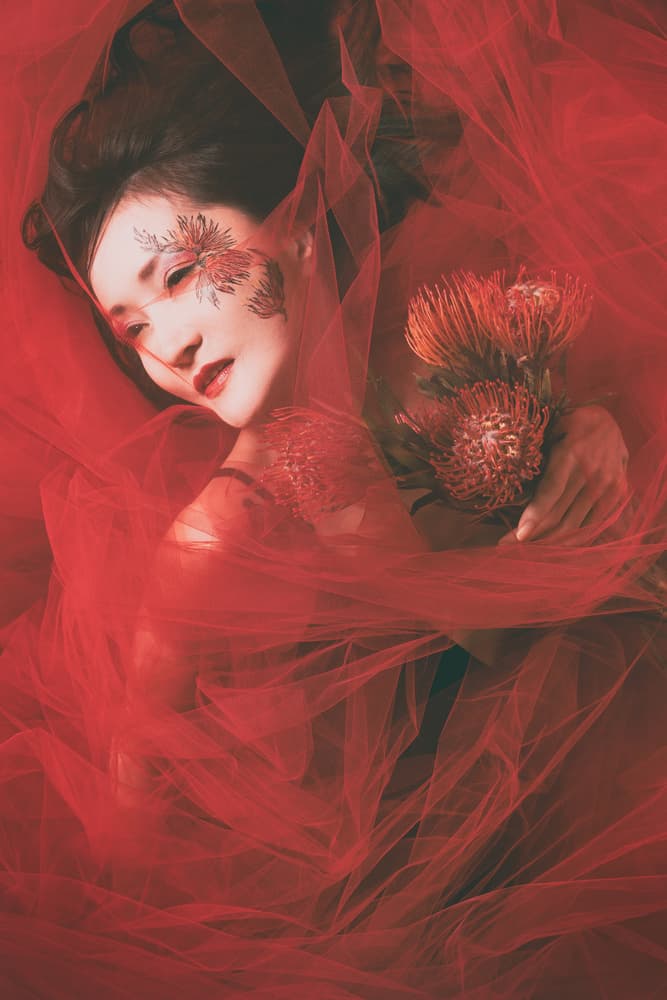 Crimson Bloom Portrait by Daisuke Kiyota — canvas wall art