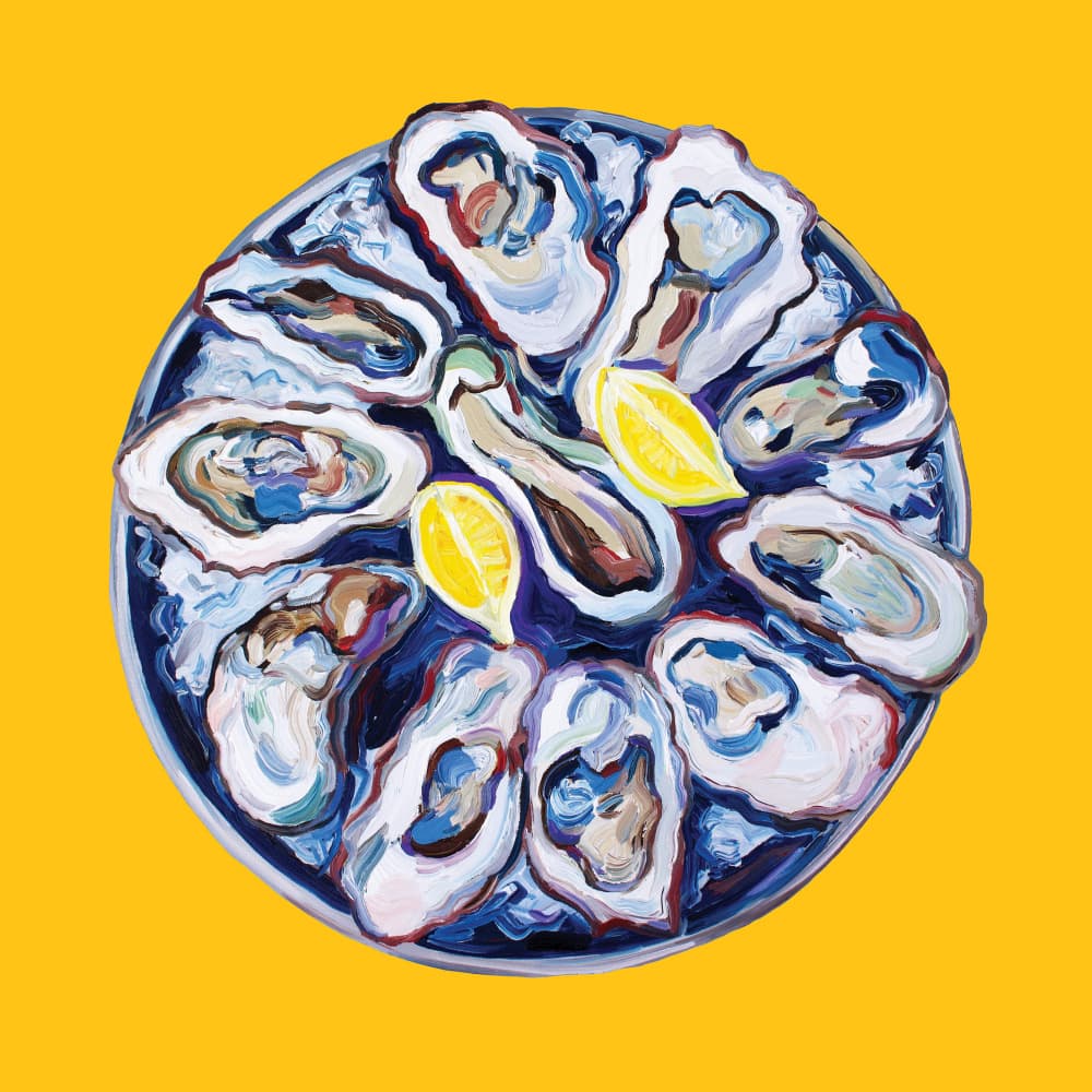 Vibrant Oysters and Lemon by Alice Straker — canvas wall art