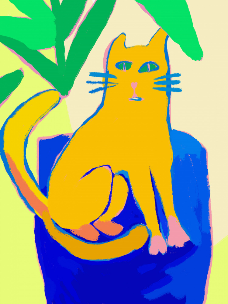 Vibrant Cat Portrait by Little Dean — canvas wall art