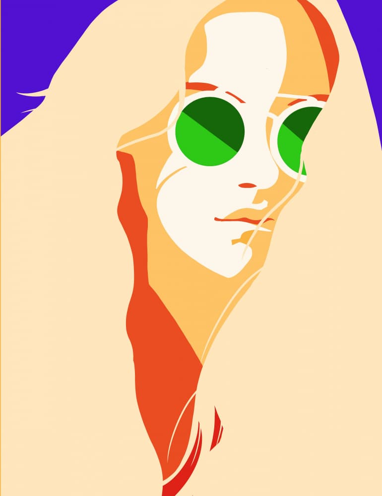 Blonde Girl Green Sunglasses by Tomas Härstedt — canvas wall art