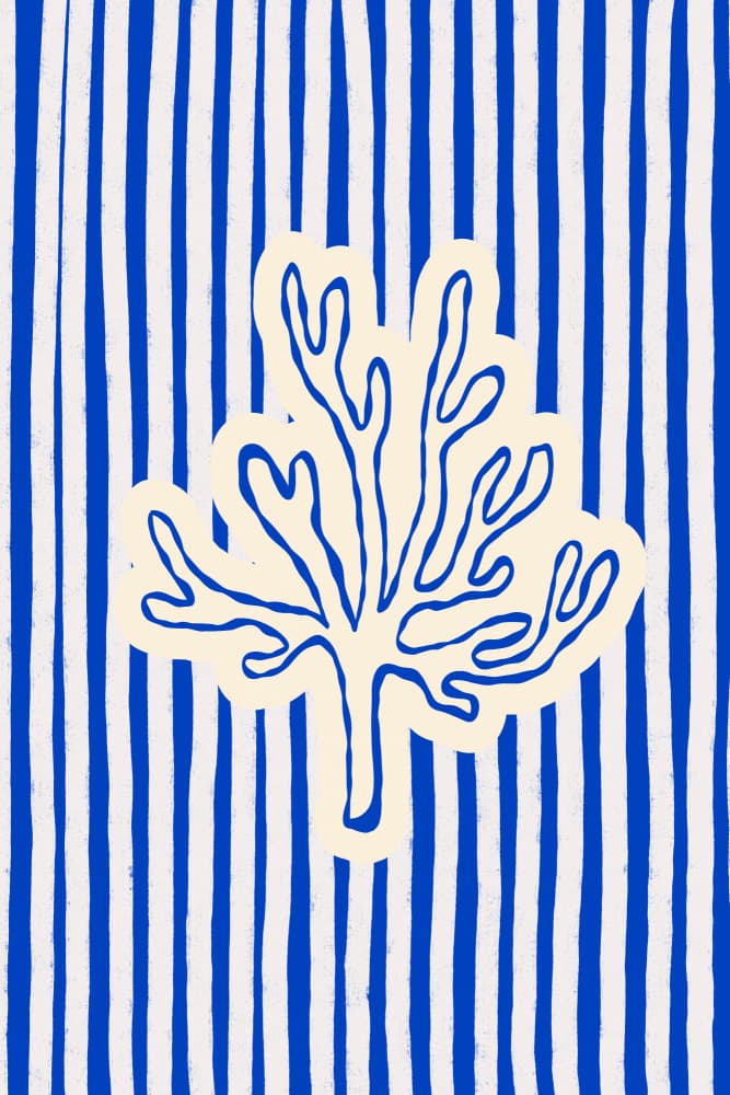 Blue Striped Coral by Treechild — canvas wall art