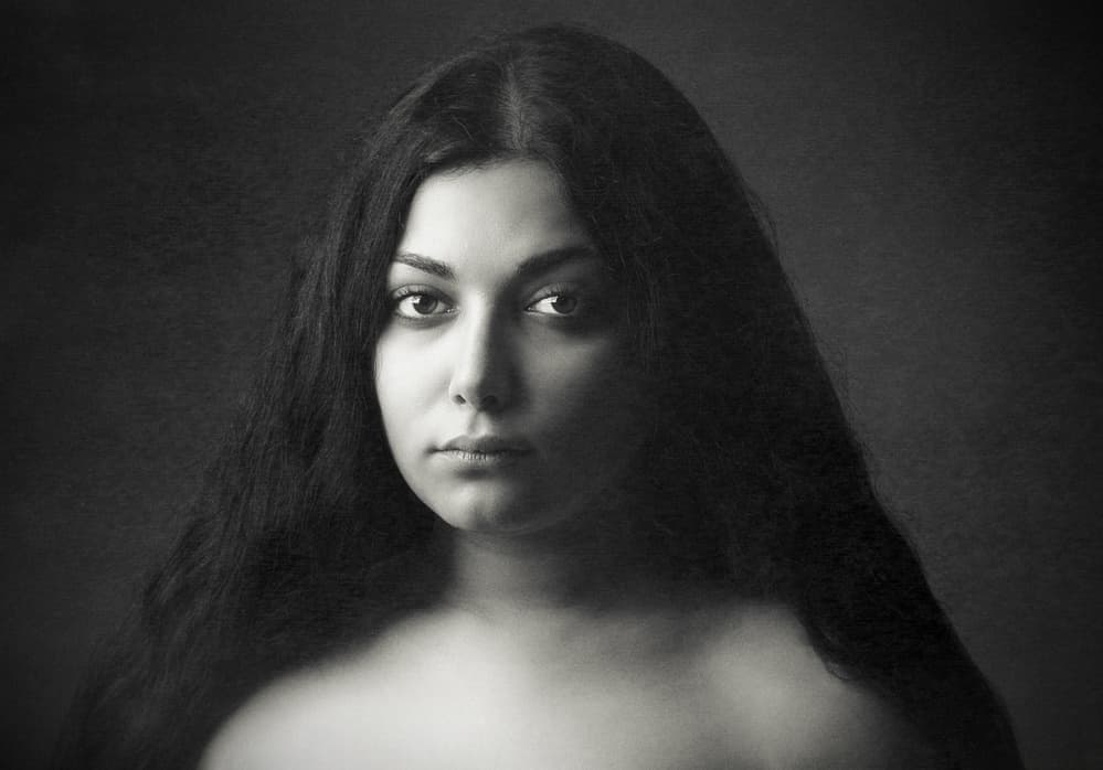 Soulful Gaze Portrait by Mehdi Mokhtari — canvas wall art