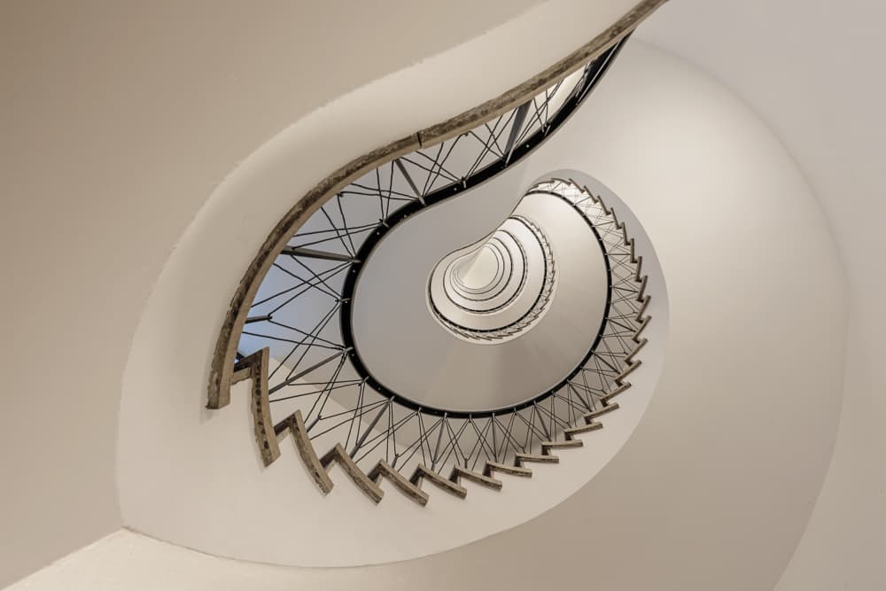 Geometric Spiral Staircase by fotomarion — canvas wall art