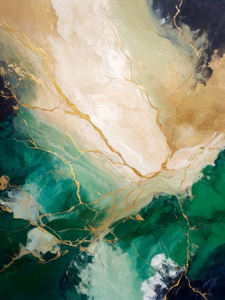 Emerald Gold Marble Flow by Alpenglow Workshop — canvas wall art