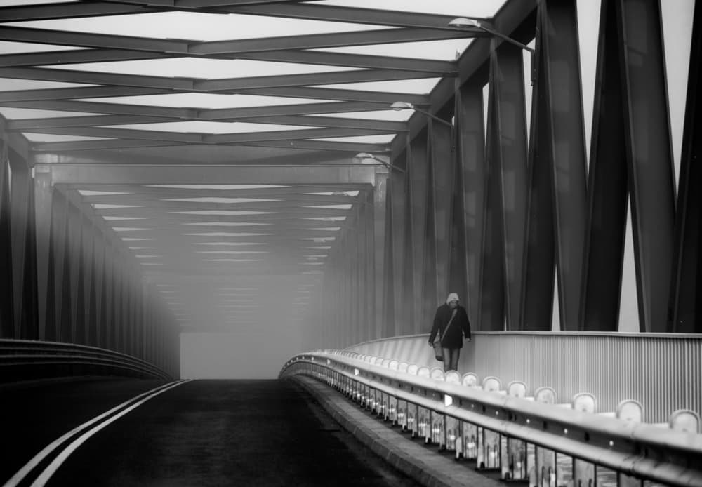 Misty Bridge Walker by Anna Niemiec — canvas wall art