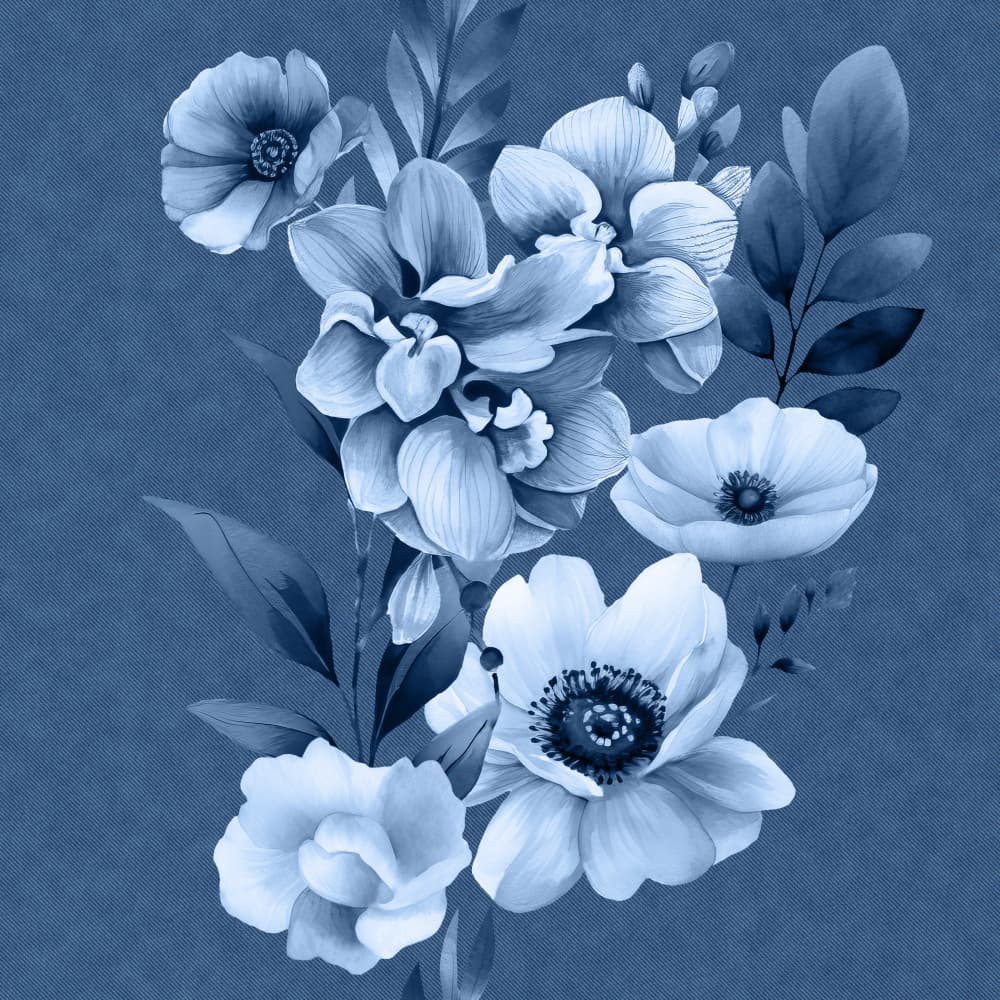 Elegant Blue Flowers by Bilge Paksoylu — canvas wall art