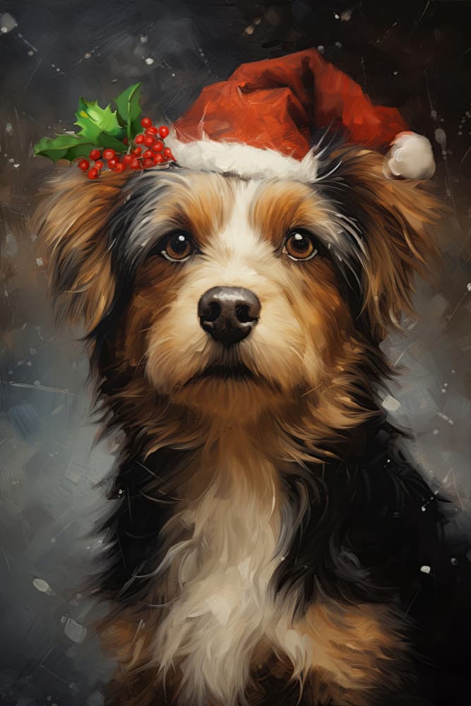 Santa Paws Delight by Emel Tunaboylu — canvas wall art