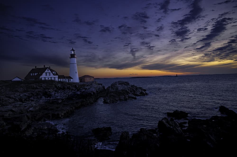 Lighthouse Twilight Coast by Betty Liu — canvas wall art