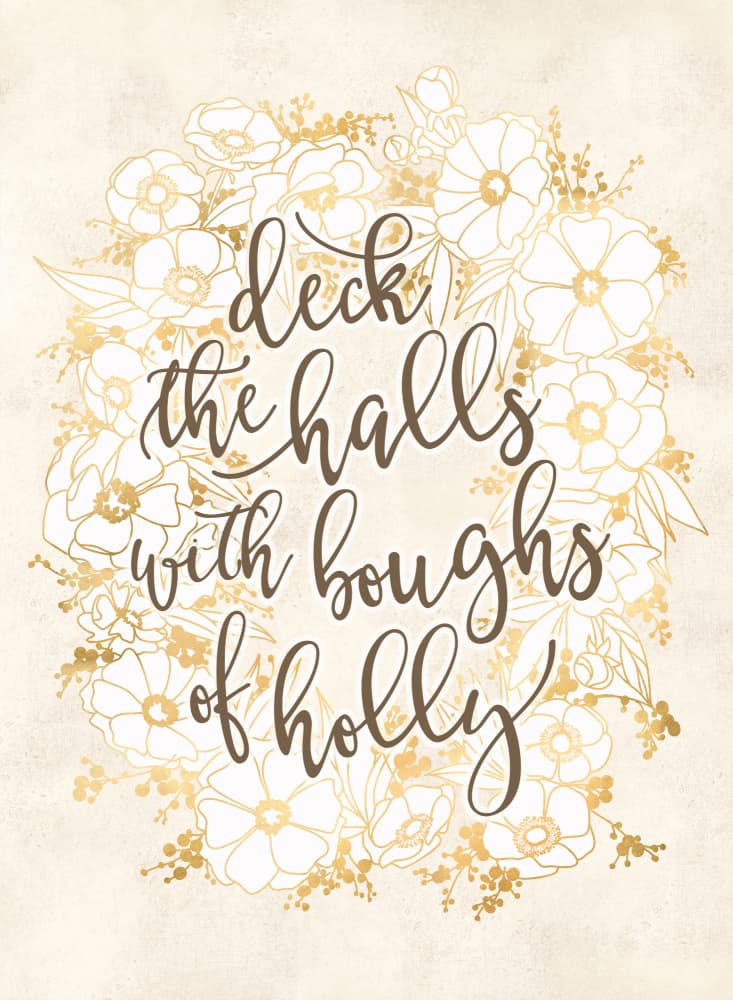 Deck The Halls Golden Wreath by Rosana Laiz Blursbyai — canvas wall art