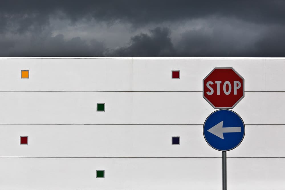 Colorful Stop Left Building by Massimo Della Latta — canvas wall art