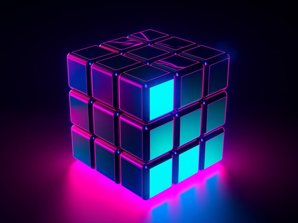 Neon Cube Glow by Andreas Magnusson — canvas wall art