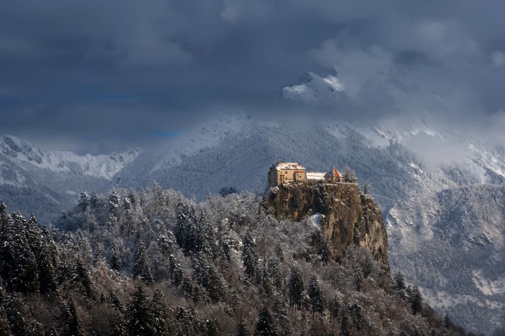 Dramatic Cliffside Castle by Jure Kravanja — canvas wall art
