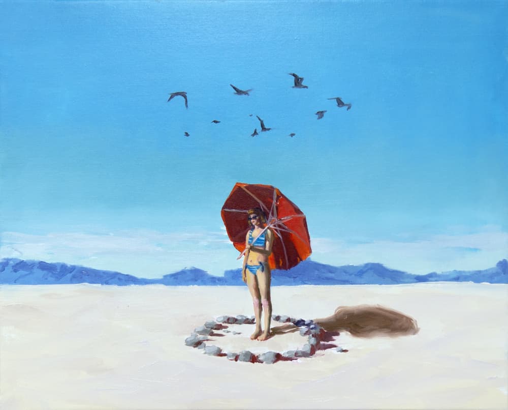 Solitary Desert Umbrella by Alexander Grahovsky — canvas wall art