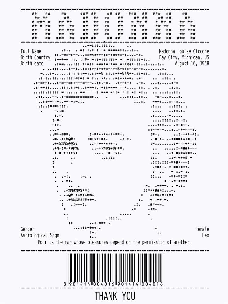 ASCII Art Woman Portrait by Doa Project — canvas wall art