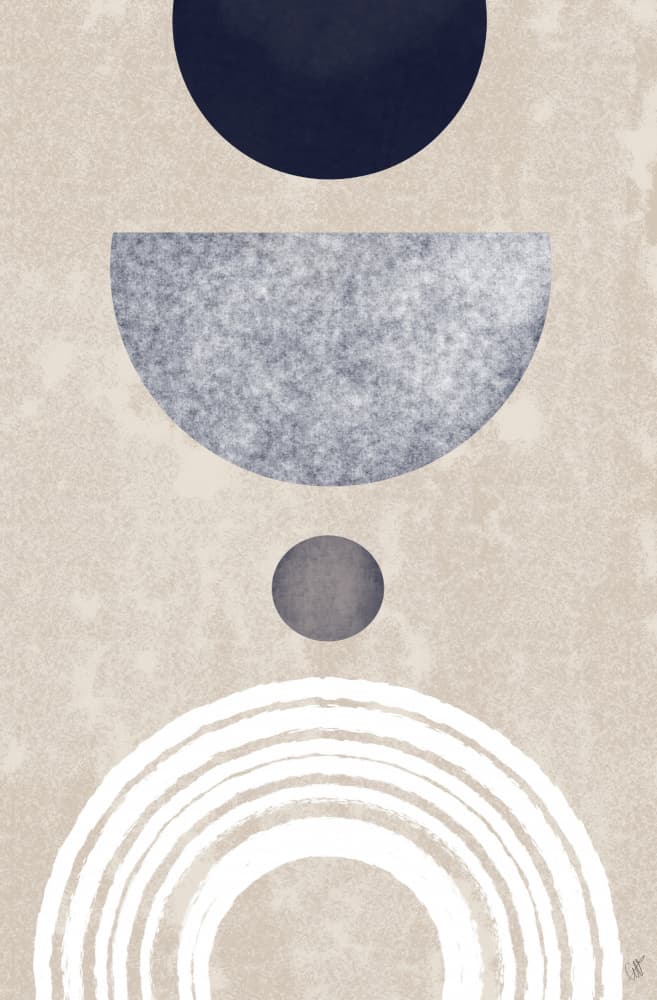 Geometric Blue Balance by Anne-Marie Volfova — canvas wall art