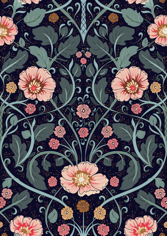 Art Nouveau Floral Design by Annick — canvas wall art