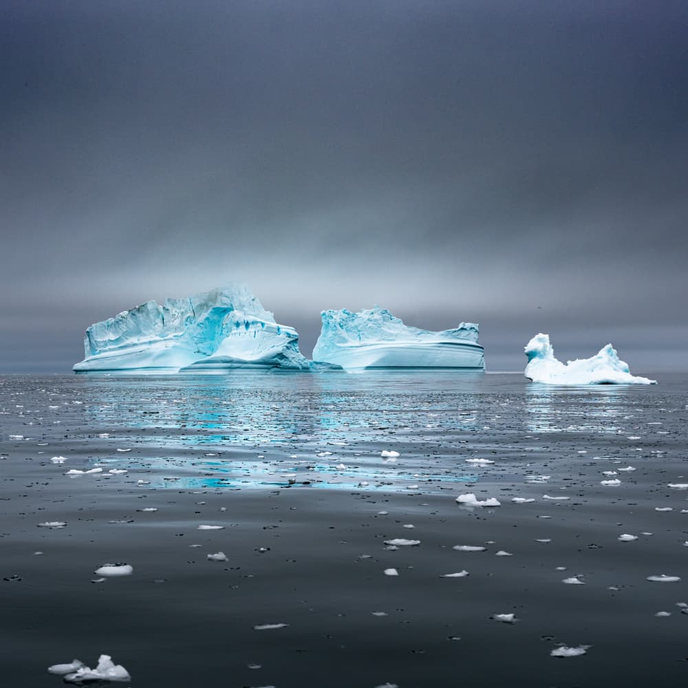 Blue Icebergs Calm Sea by Robert Bolton — canvas wall art