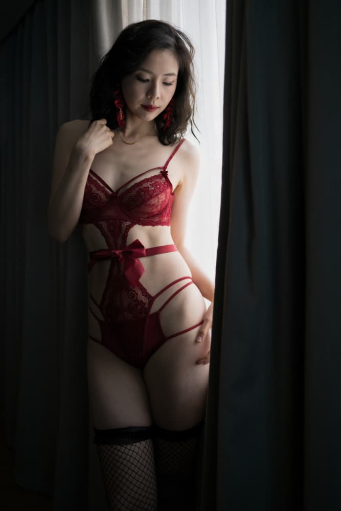 Woman In Red Lace by Songlin Xu — canvas wall art