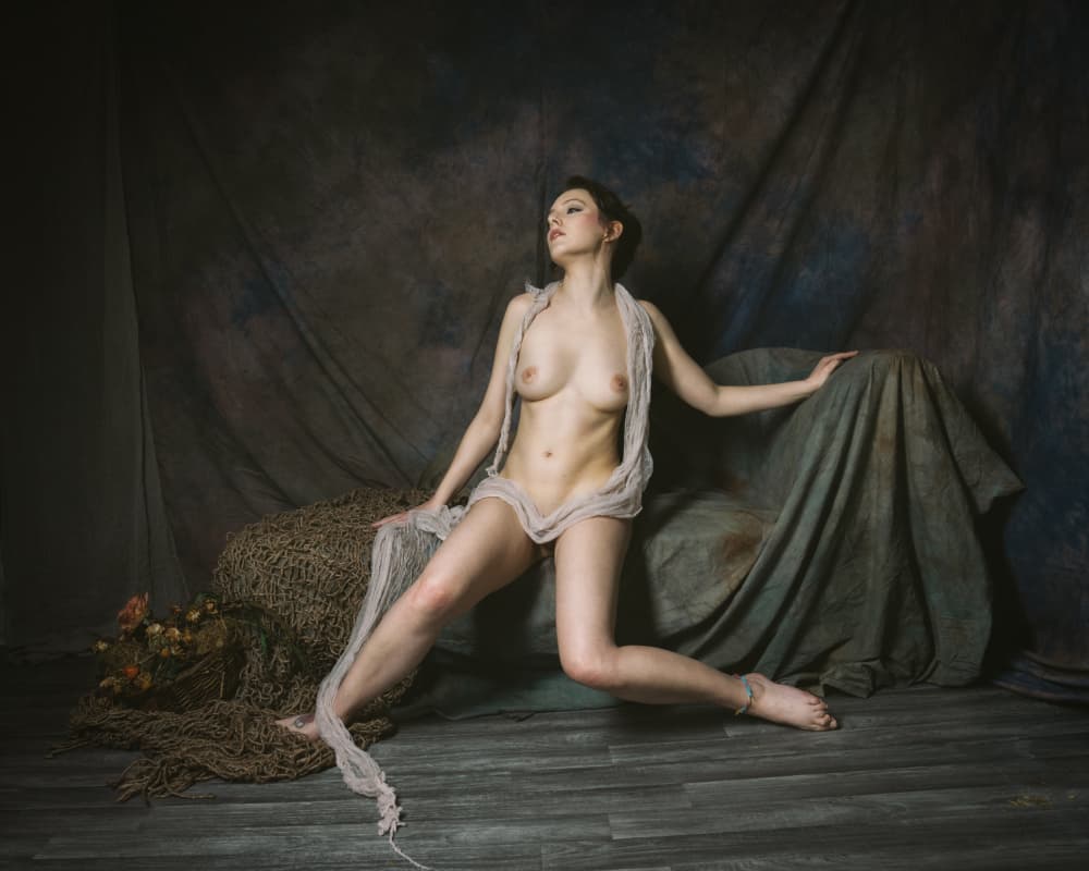 Ethereal Draped Portrait by Christian Kurz — canvas wall art