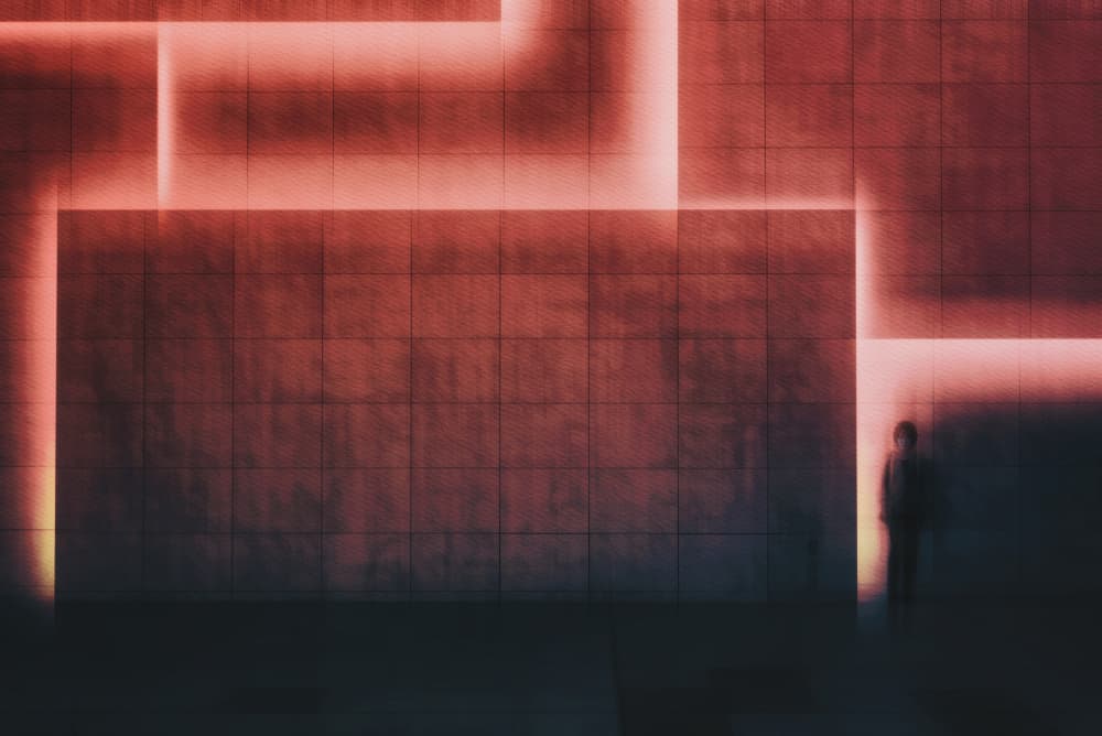 Red Light Silhouette by moucorn — canvas wall art