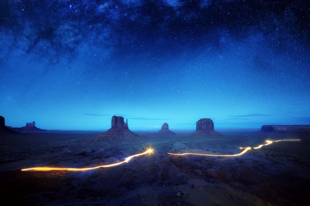 Monument Valley Starry Road by Juan Pablo de Miguel — canvas wall art