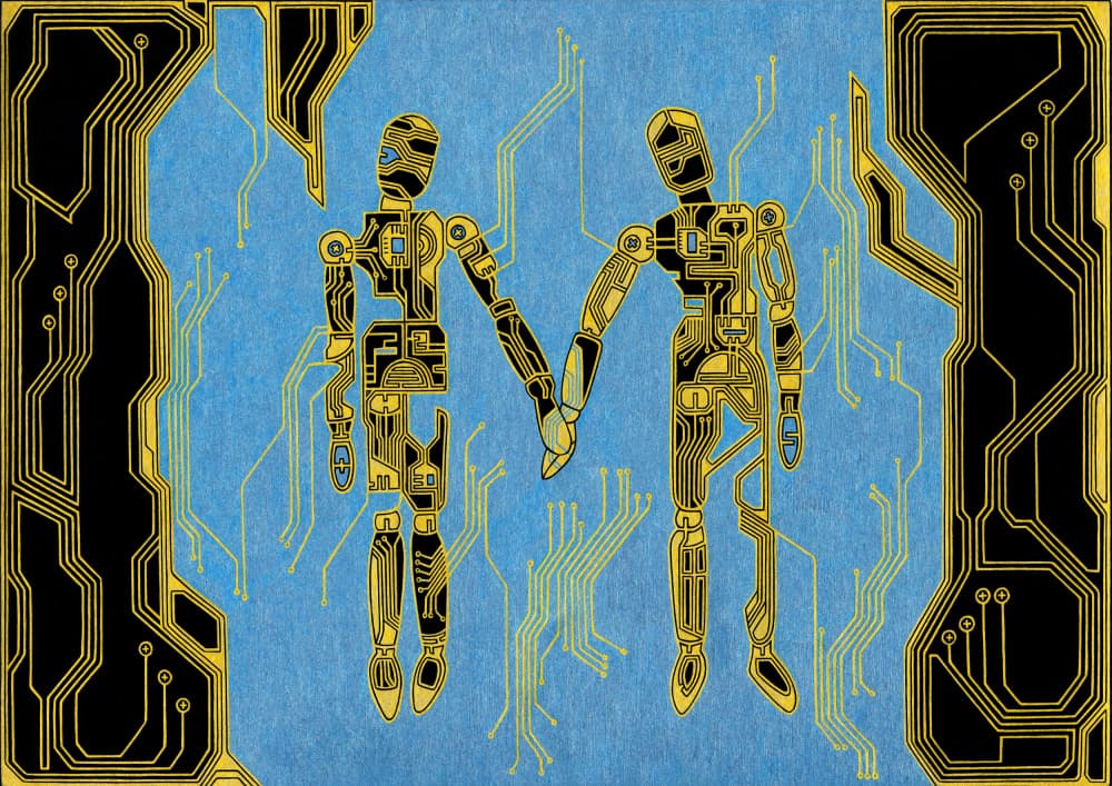 Robotic Bond by Iona Gilburt — canvas wall art