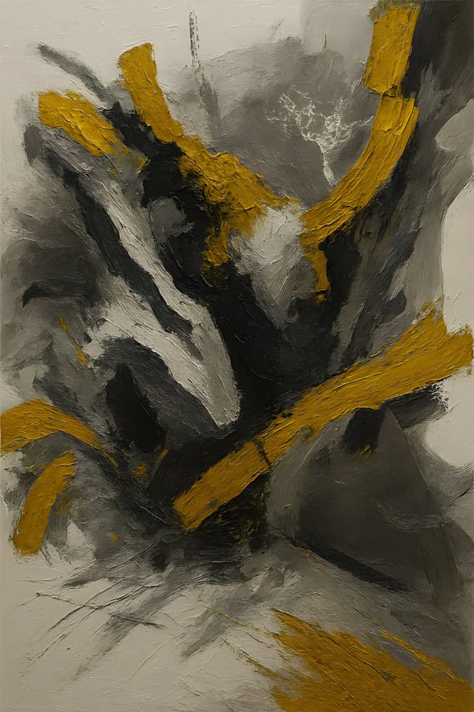 Black Gold Abstract Movement by HUGO — canvas wall art