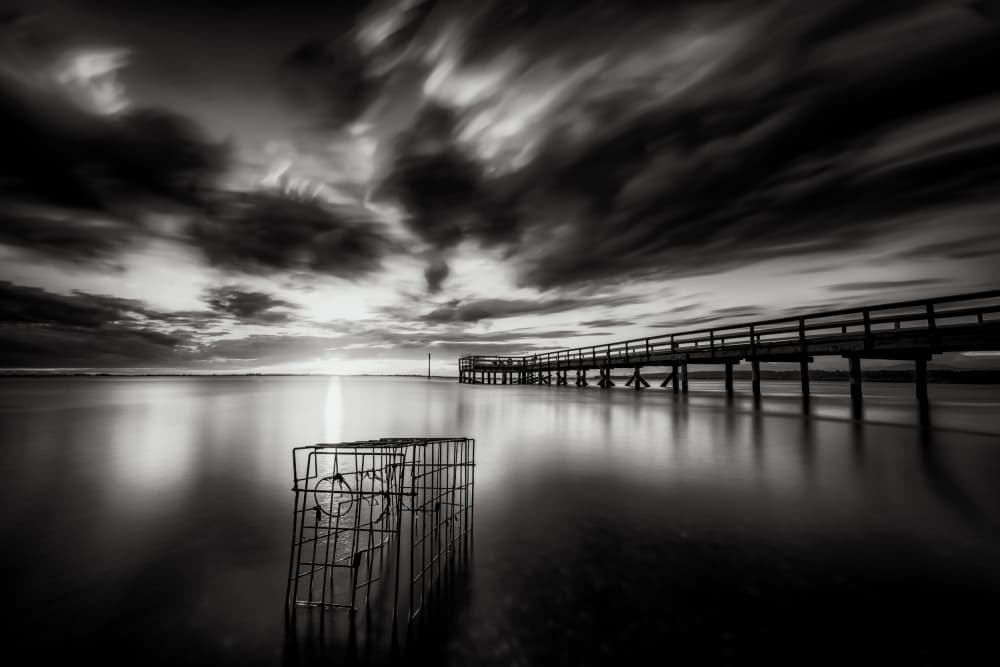 Dramatic Coastal Pier by Sunny Ding — canvas wall art