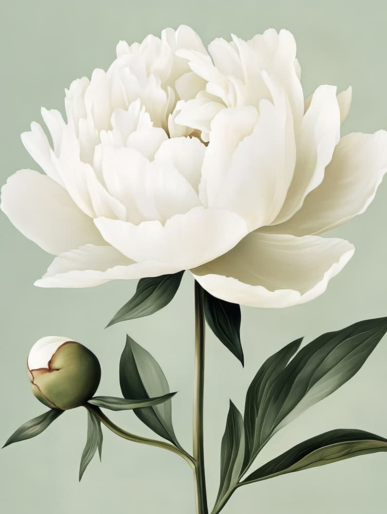 White Peony Bloom by Bilge Paksoylu — canvas wall art