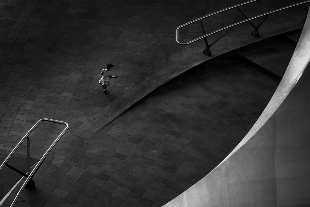 Child Running Modern Curves by Roelof de Hoog — canvas wall art