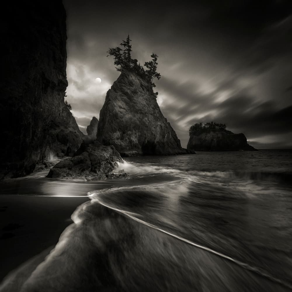 Moonlit Sea Stacks by Larry Deng APA — canvas wall art