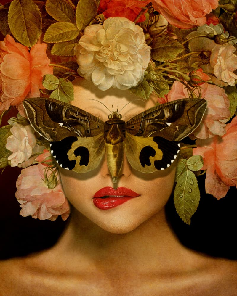 Butterfly Masked Woman by Marja van den Hurk — canvas wall art