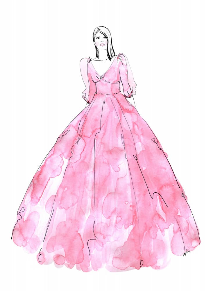 Graceful Pink Gown by Rosana Laiz Blursbyai — canvas wall art