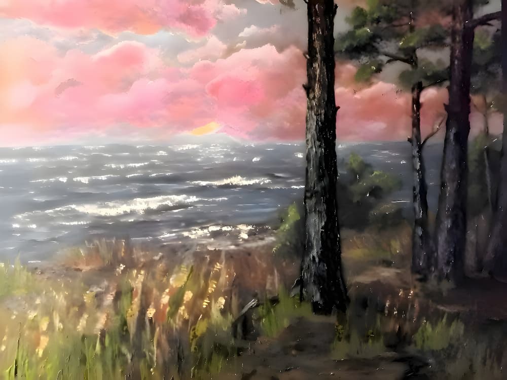 Pink Sky Ocean Sunset by Anda Bieza — canvas wall art