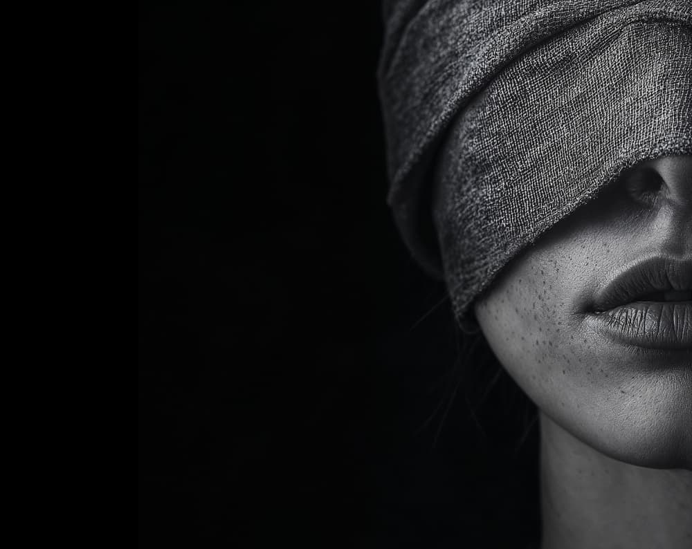 Blindfolded Mystery Portrait by DDiArte — canvas wall art