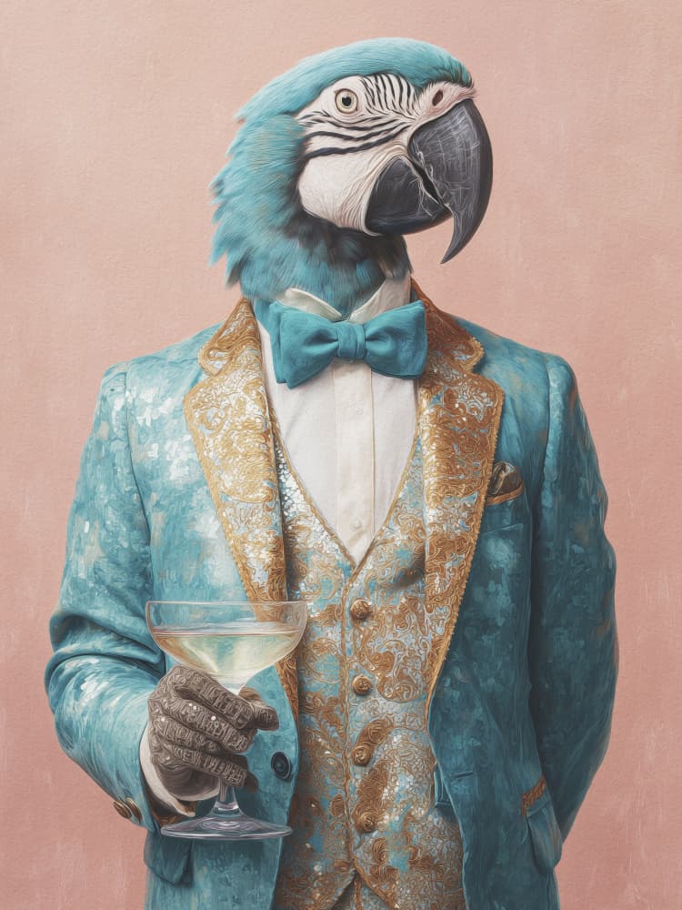 Dapper Parrot Cocktail Hour by Andreas Magnusson — canvas wall art