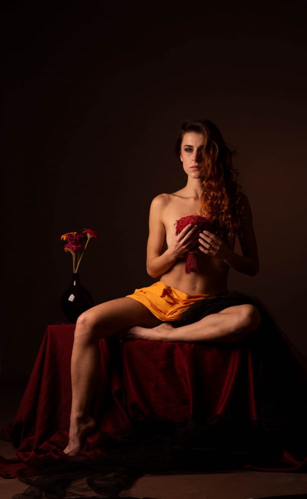 Red Fabric Contemplation by Moris Raskin — canvas wall art