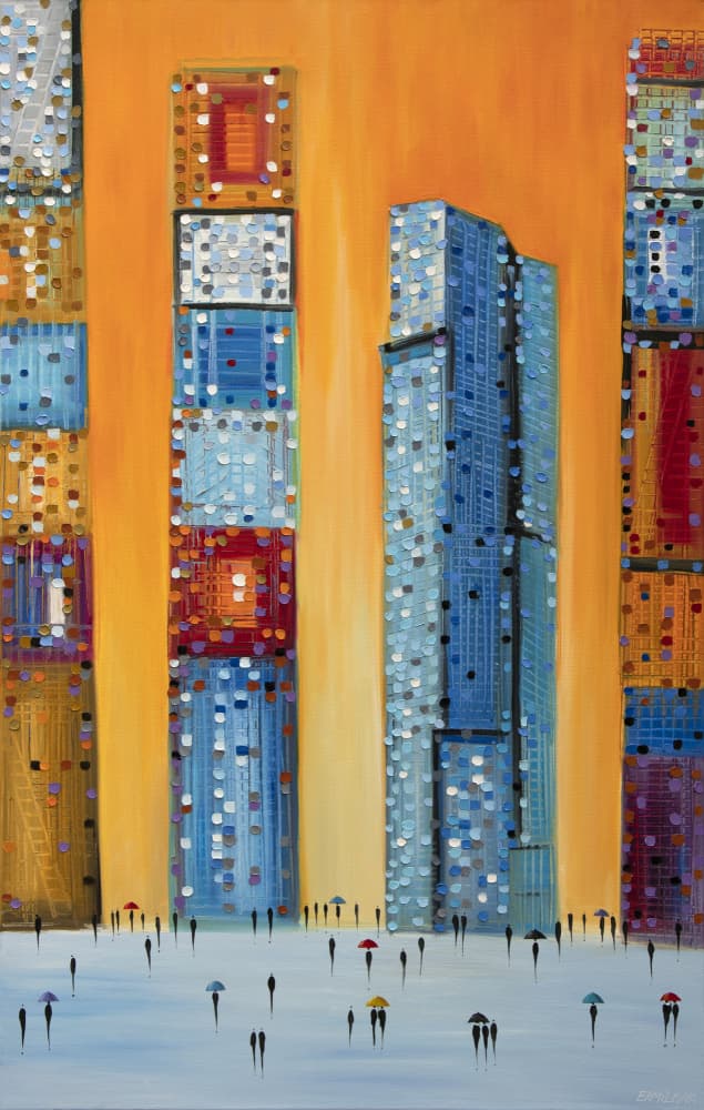 Vibrant City Umbrellas by Ekaterina Ermilkina — canvas wall art