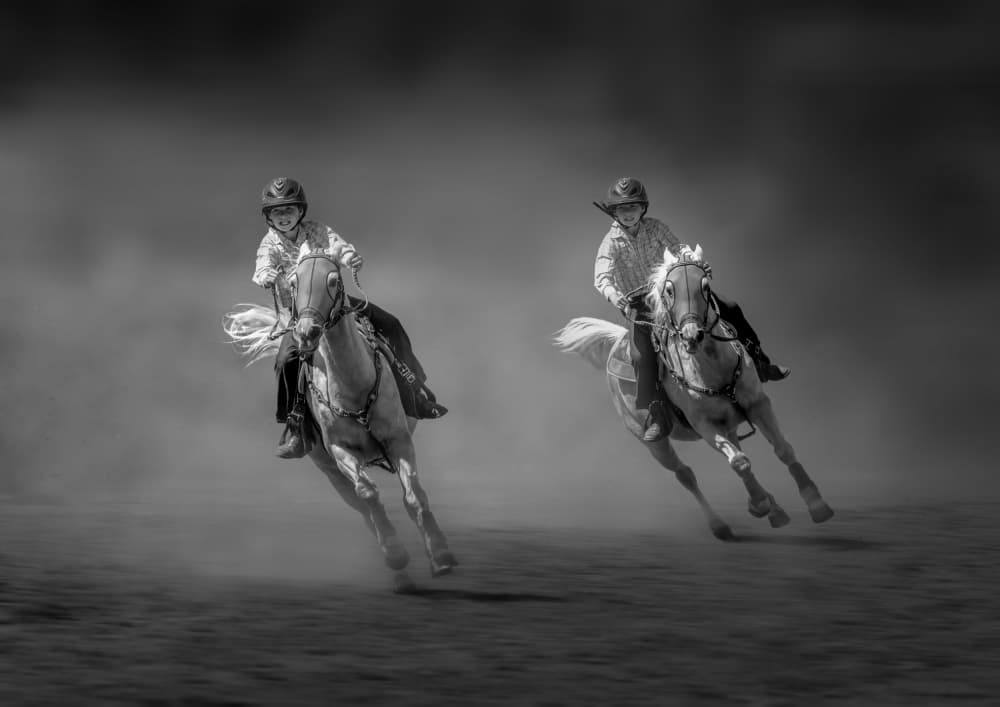 Young Riders Racing by Irene Wu — canvas wall art