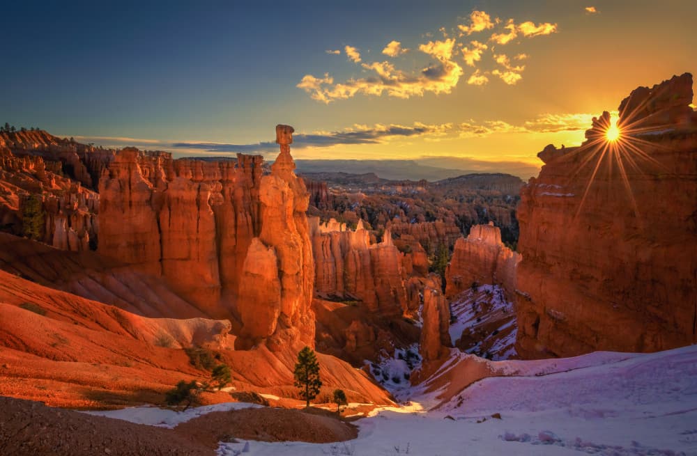 Golden Canyon Winter Sunset by Ruiqing P. — canvas wall art
