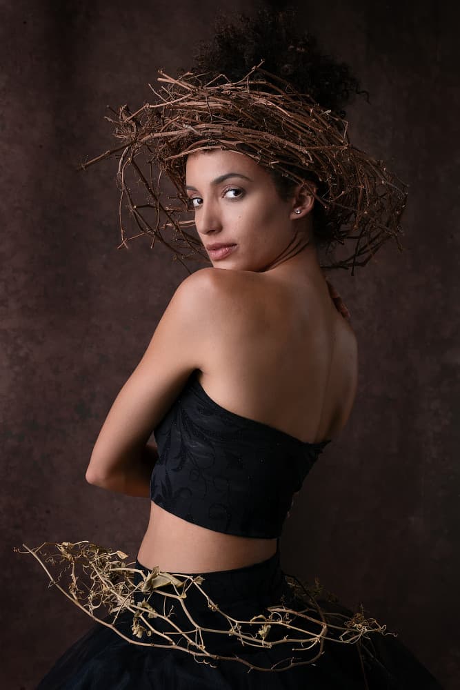 Woman with Twig Crown by Joan Gil Raga — canvas wall art