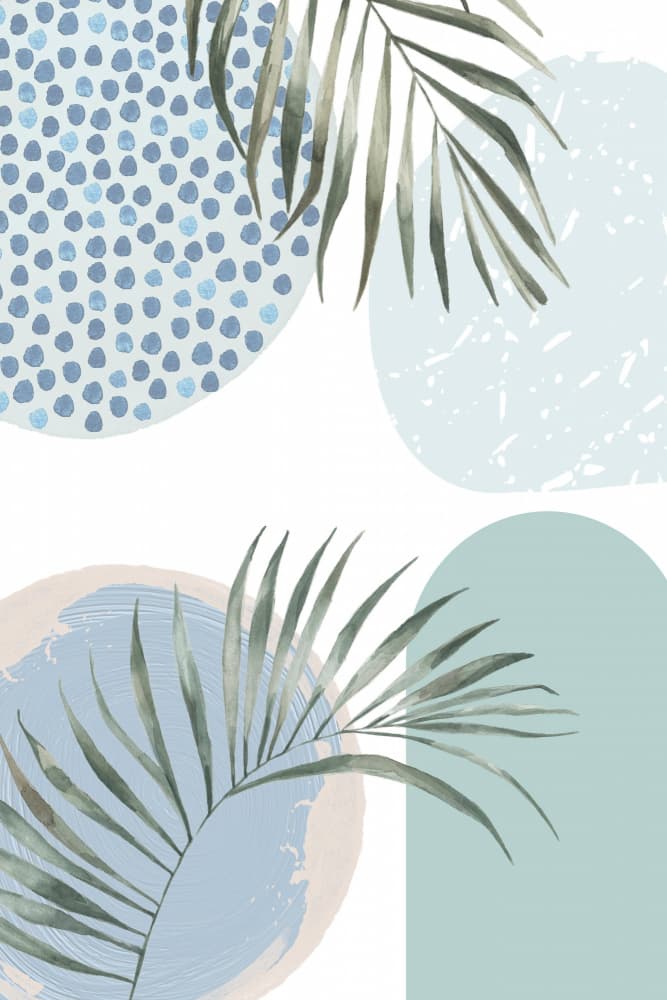 Blue Palm Abstract Shapes by Sally Ann Moss — canvas wall art