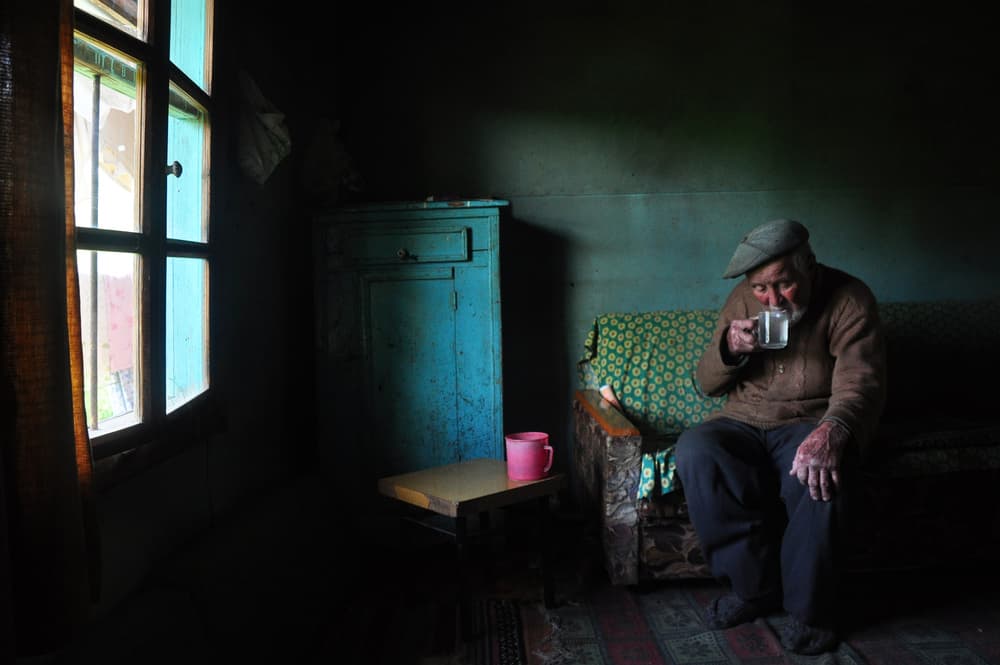 Elder's Quiet Drink by Fatma GÖKMEN — canvas wall art
